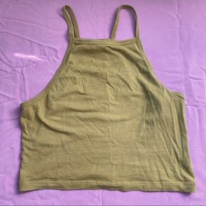 Green halterneck crop top